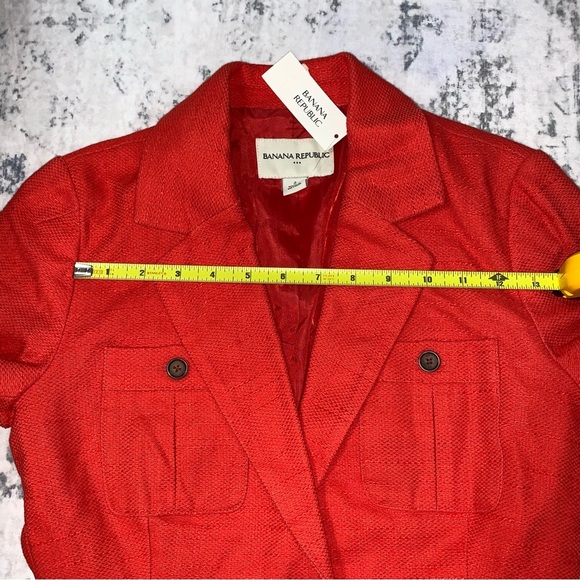 Banana Republic Red-Orange Linen Blend Blazer Jacket 2 - Picture 6 of 14